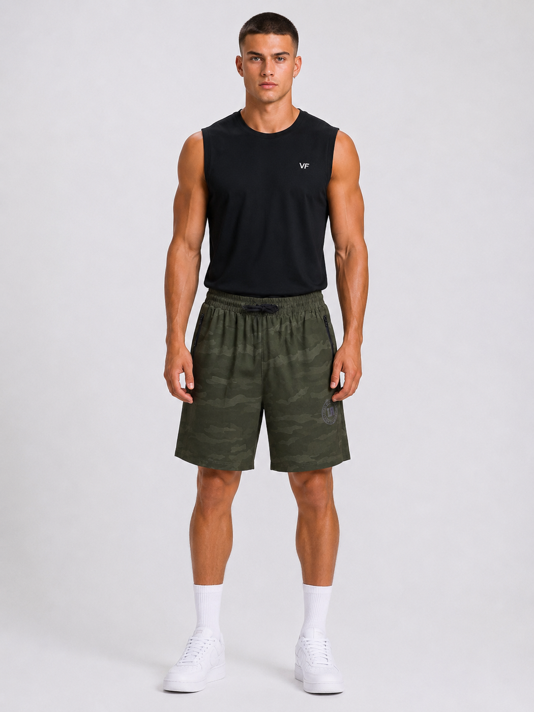 Men’s UR-7 Activewear Sports Shorts – Army Green