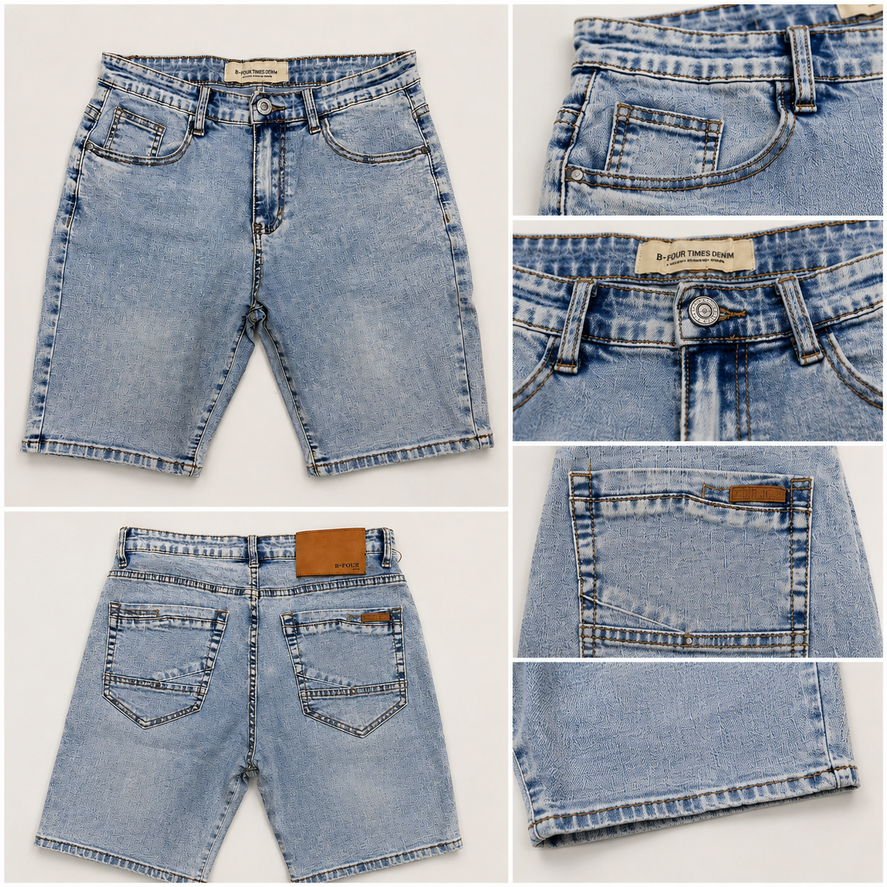 Classic Light Wash Denim Shorts for Men