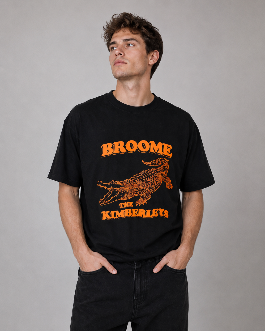Broome Kimberley Crocodile Graphic T-Shirt – Black
