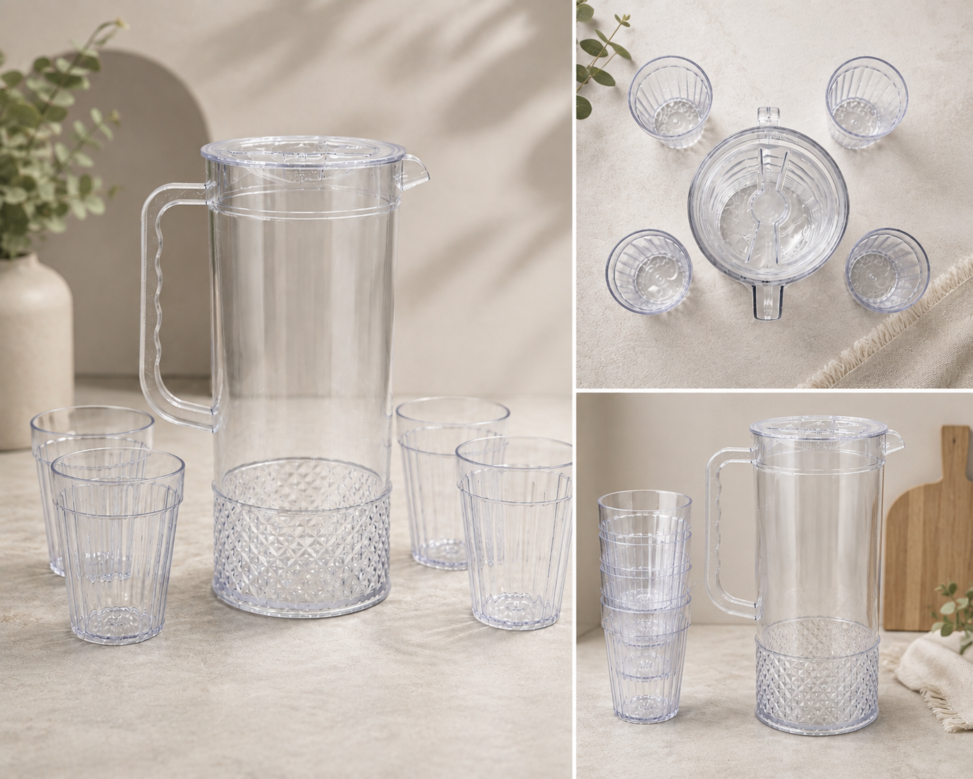 Clear Pitcher & Tumbler Drinkware Set