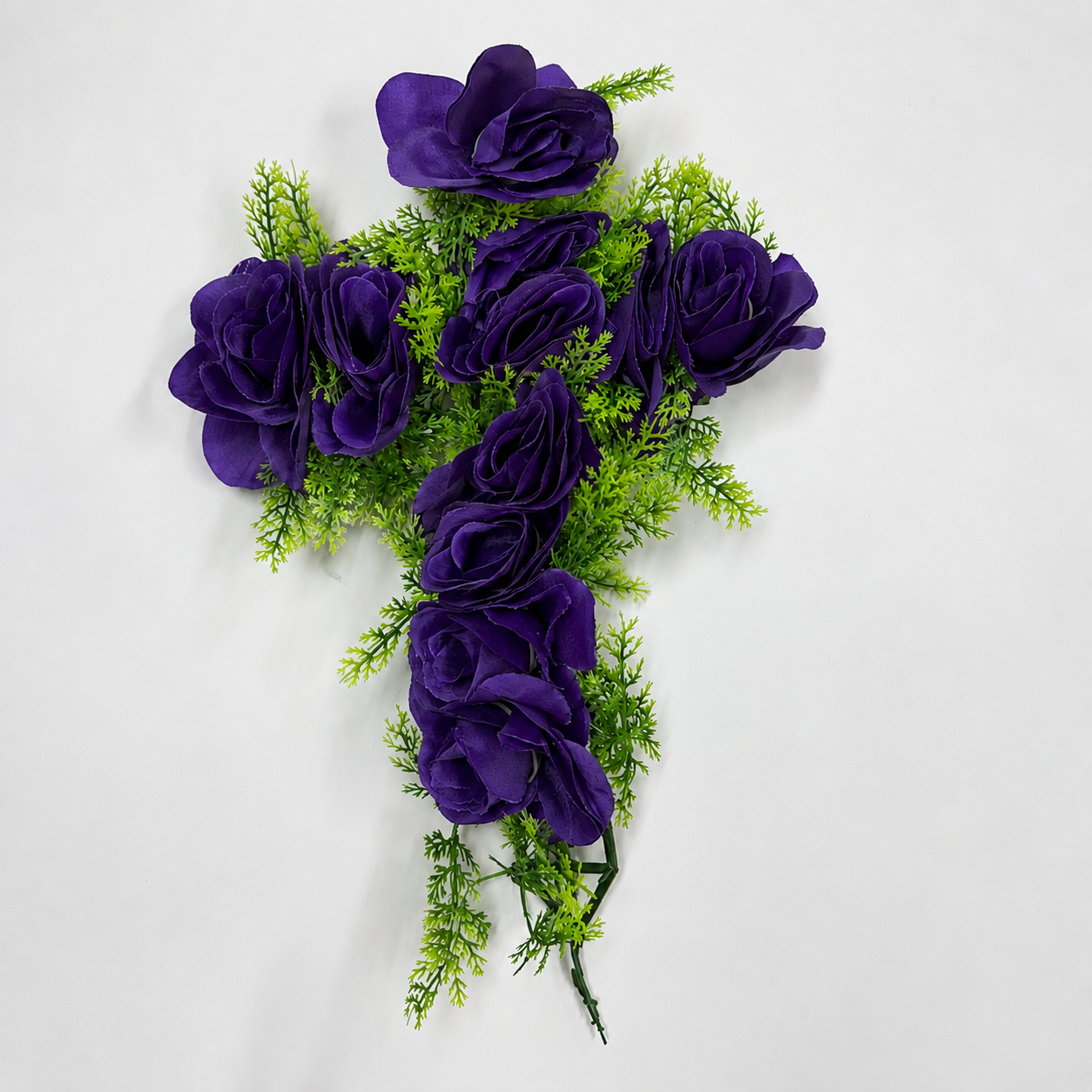 Small Purple & White Artificial Floral Cross
