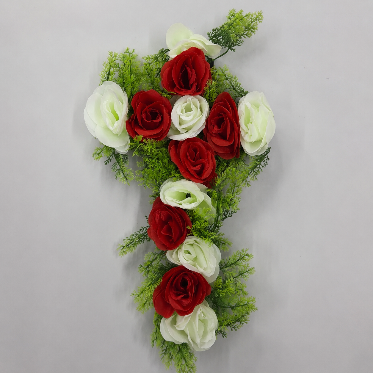 Small Red & White Artificial Floral Cross