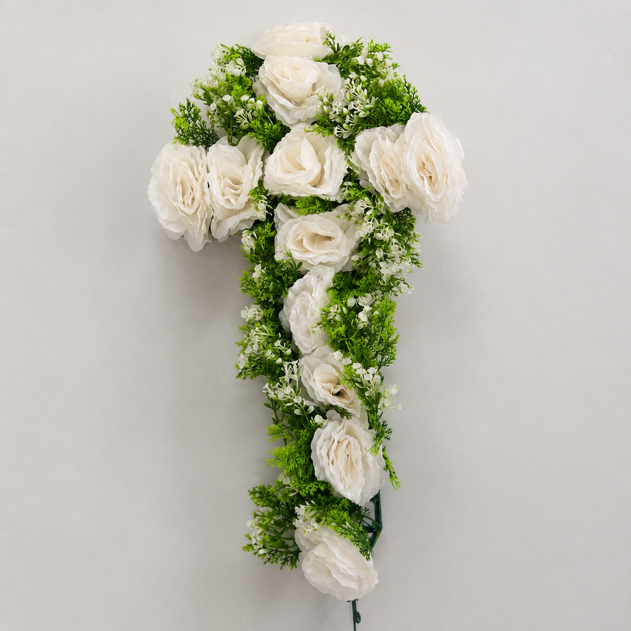 Large White Artificial Floral Cross
