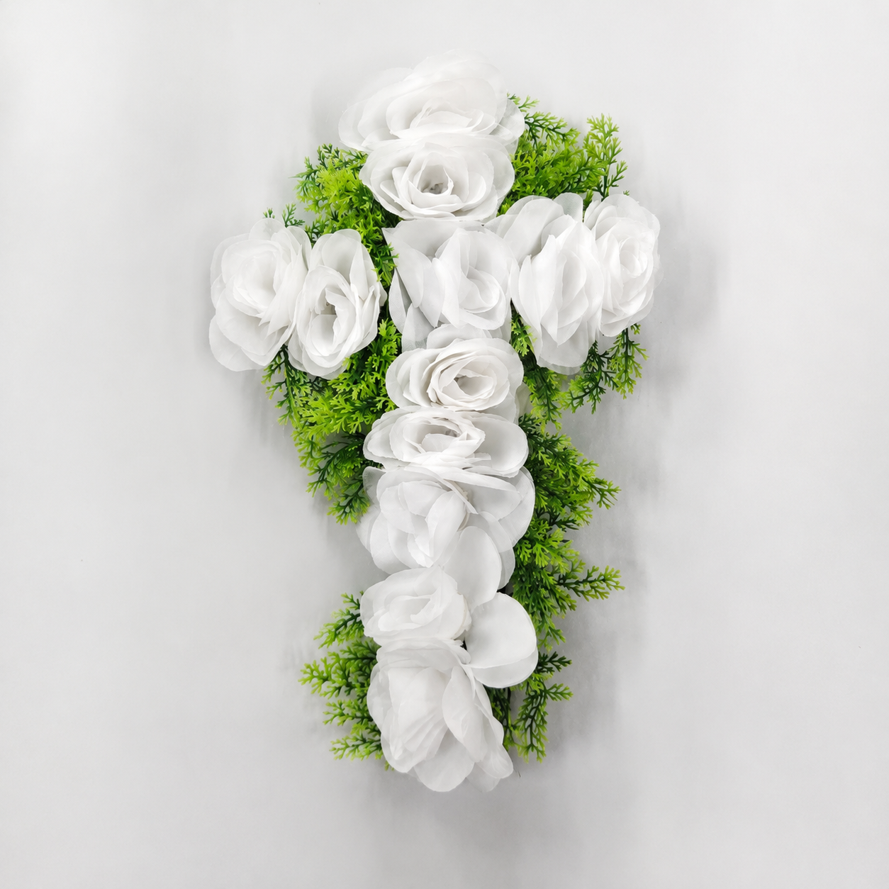 Small White Artificial Floral Cross