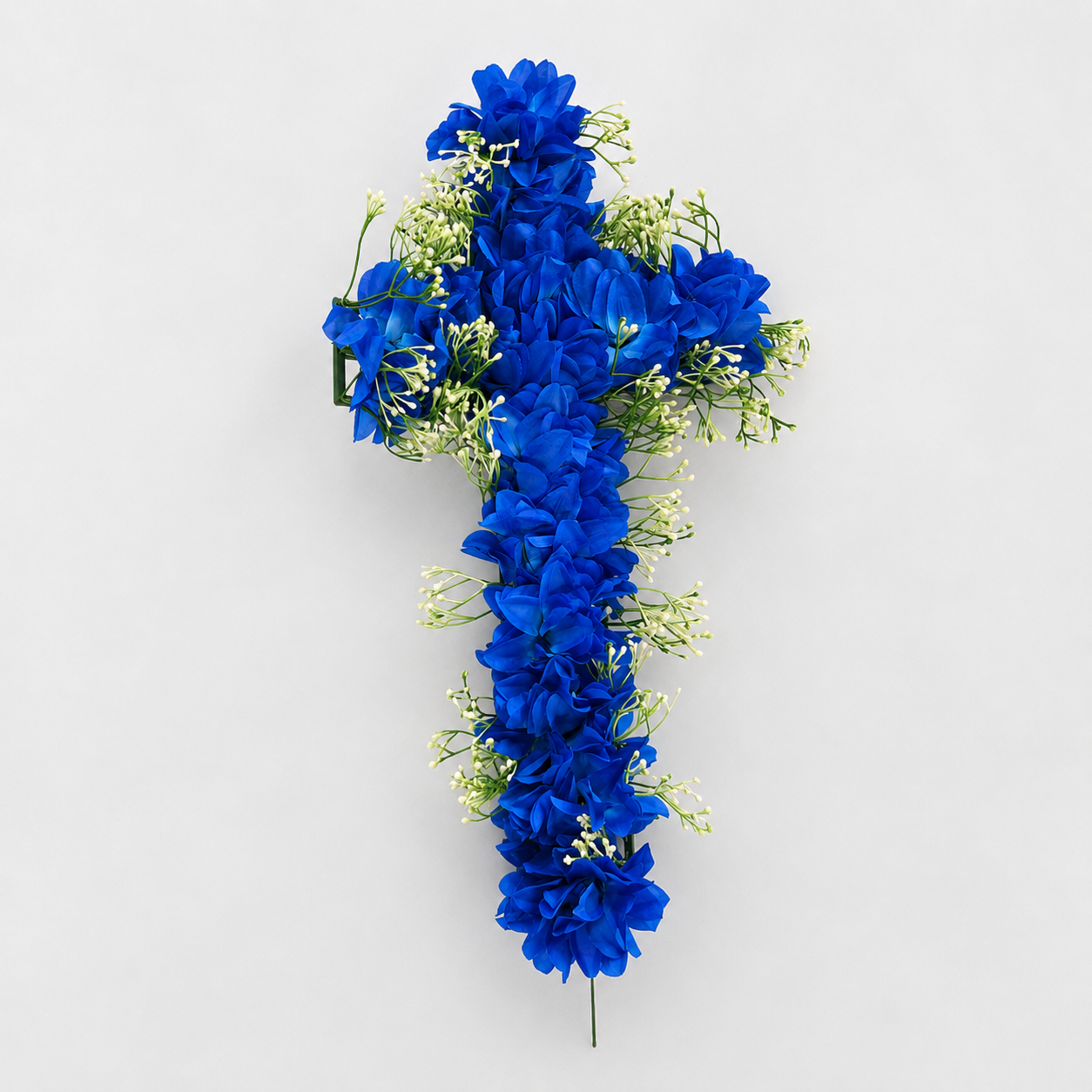 Large Blue Artificial Floral Cross