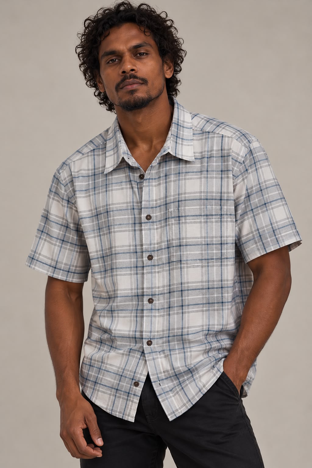 Men’s Short Sleeve Woven Check Shirts