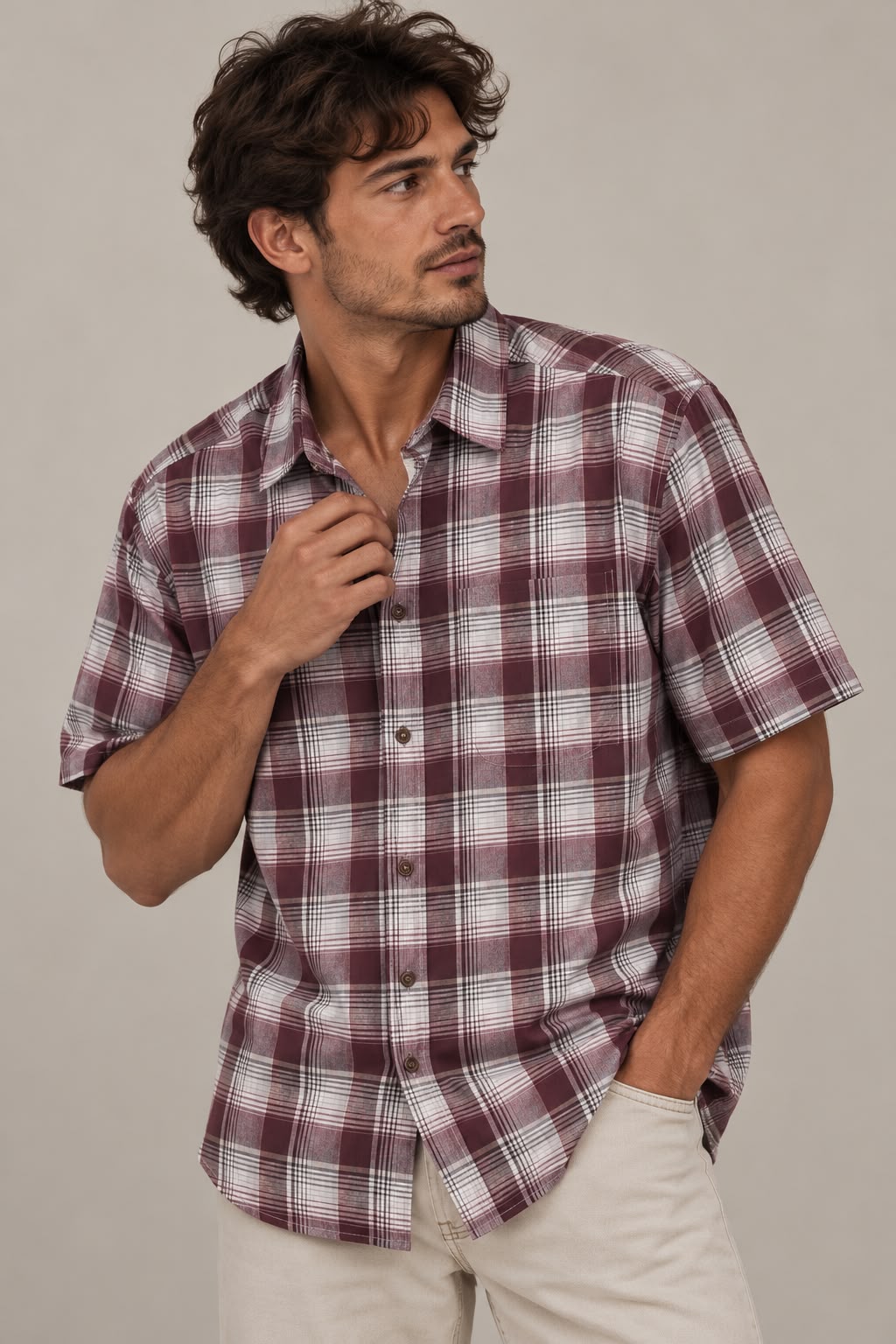 Men’s Short Sleeve Woven Check Shirts