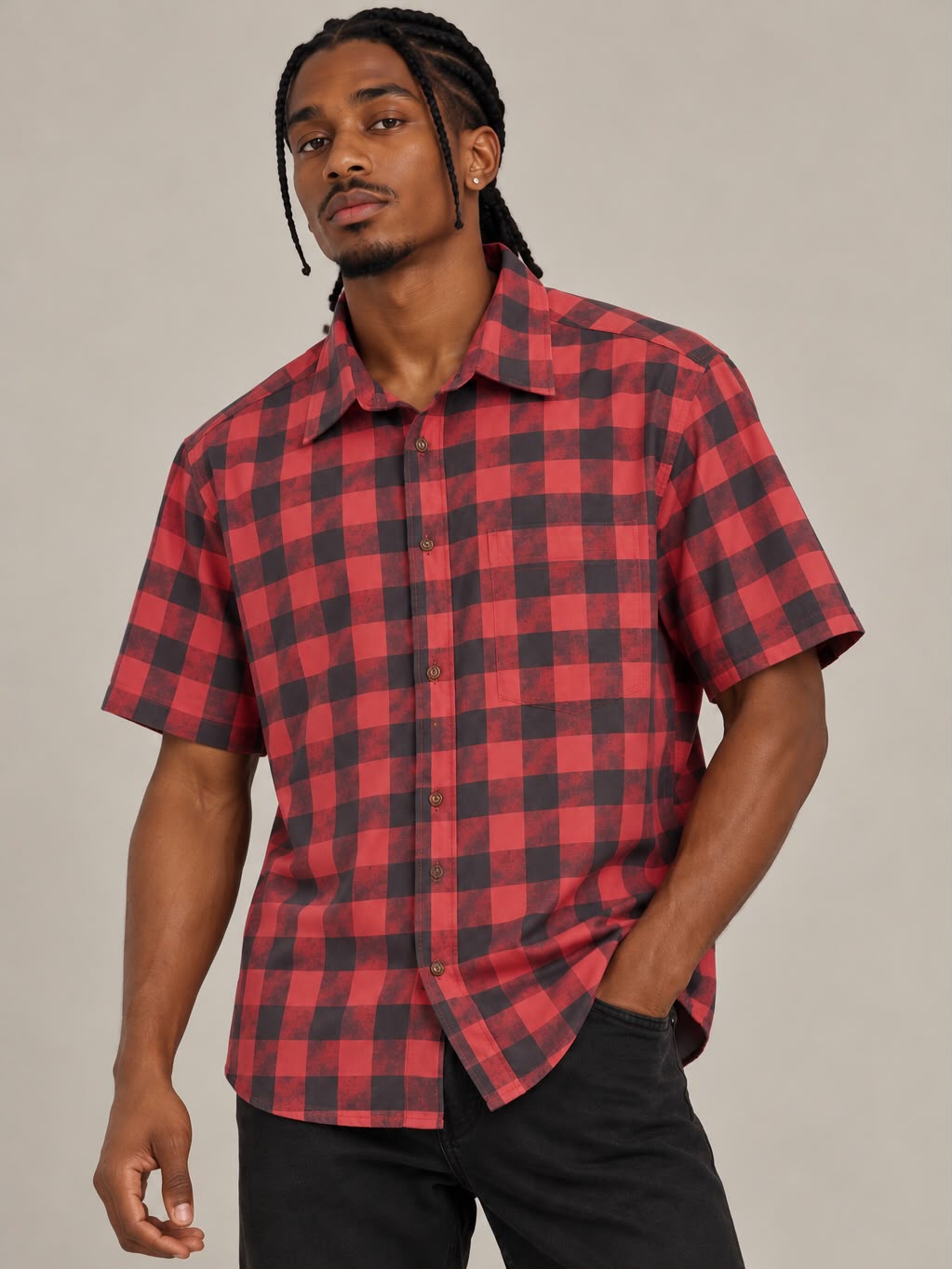 Men’s Short Sleeve Woven Check Shirts
