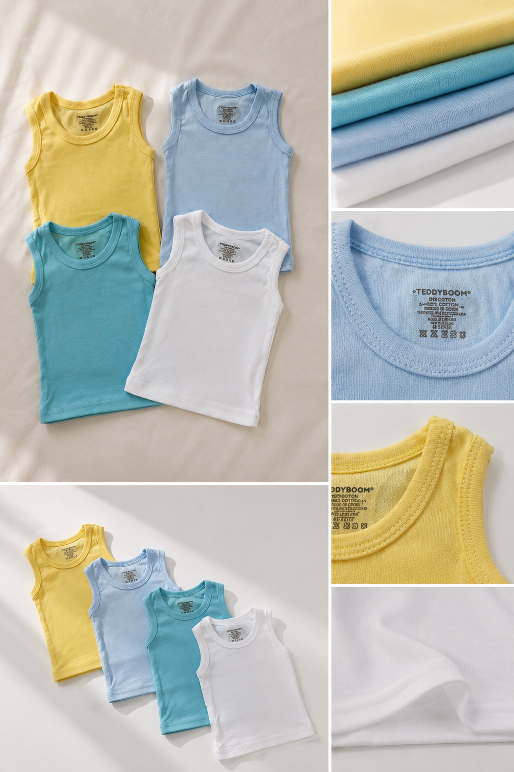 Teddy Boom Baby Cotton Singlet | Assorted Colors | 0–12 Months