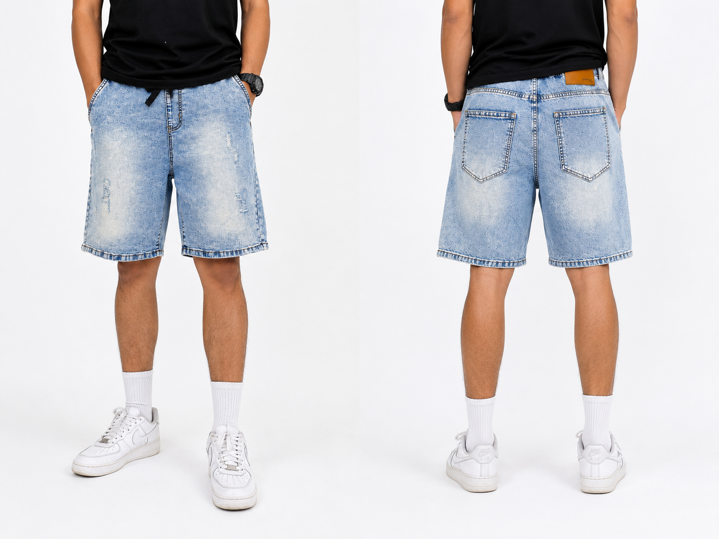 Light Wash Denim Drawstring Shorts
