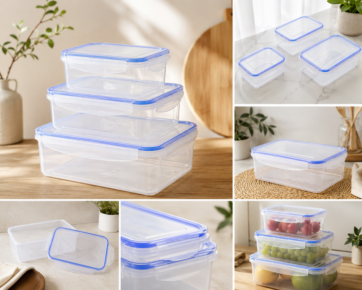 3-Piece Rectangle Food Storage Container Set – 1300ml, 2600ml & 4500ml