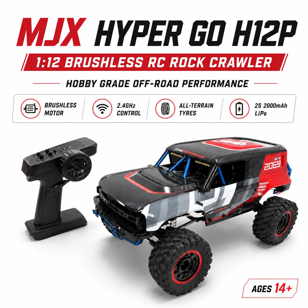 MJX Hyper Go H12P 1:12 Brushless RC Ford Bronco R Rock Crawler