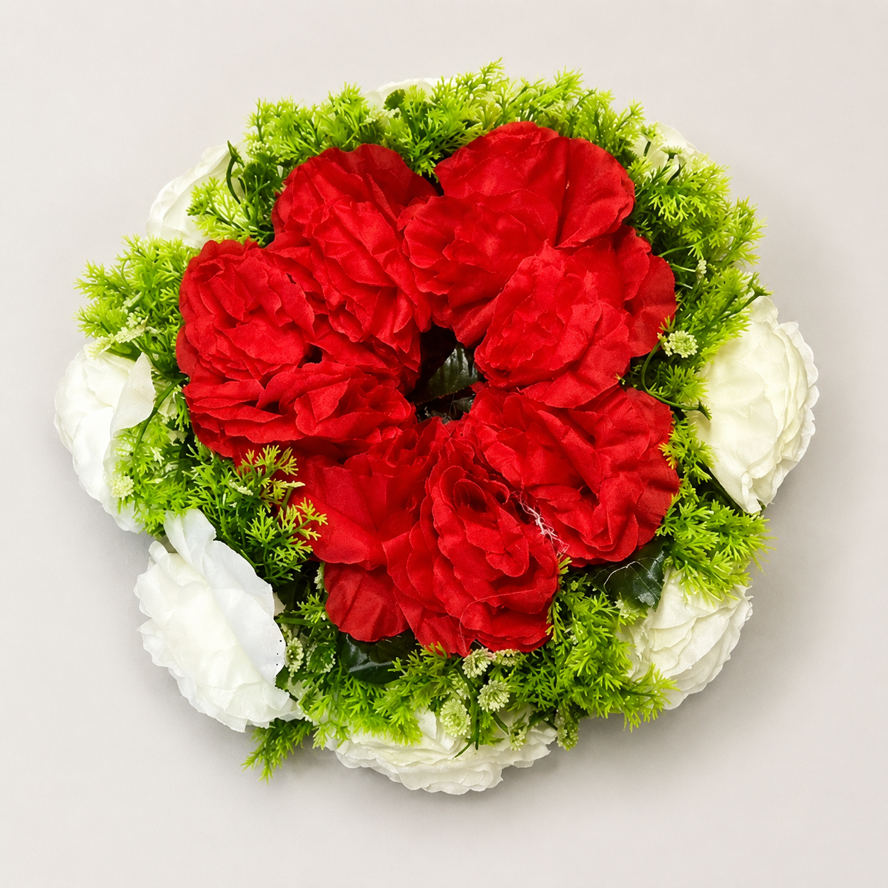 Small Deluxe Red & White Artificial Flower Ring