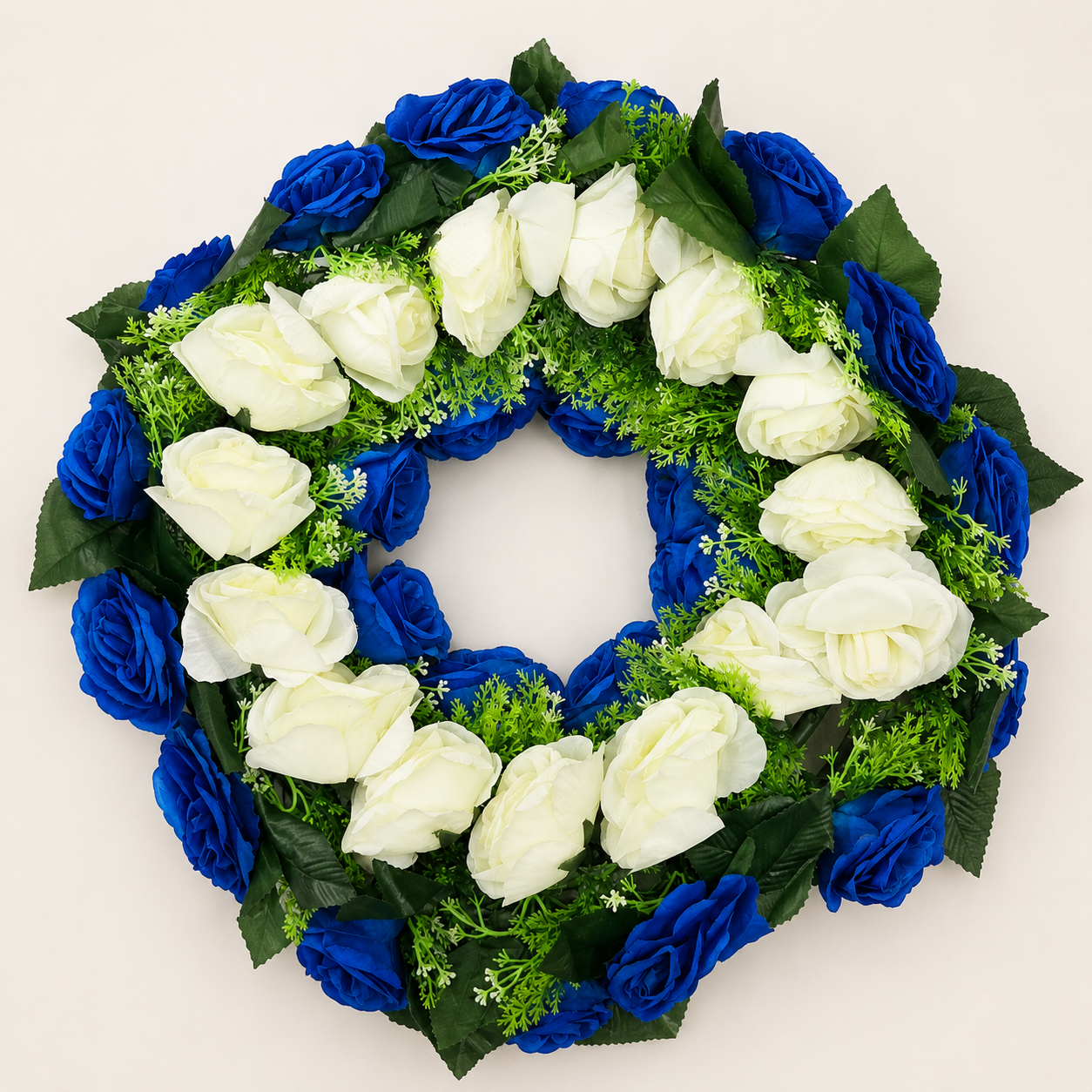 Large Artificial Flower Ring – Blue & White