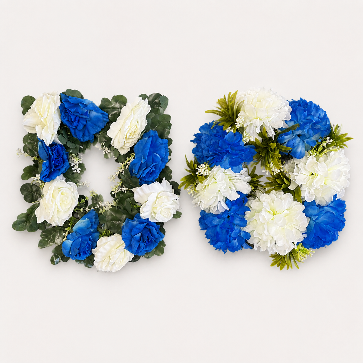 Small Blue & White Artificial Flower Ring