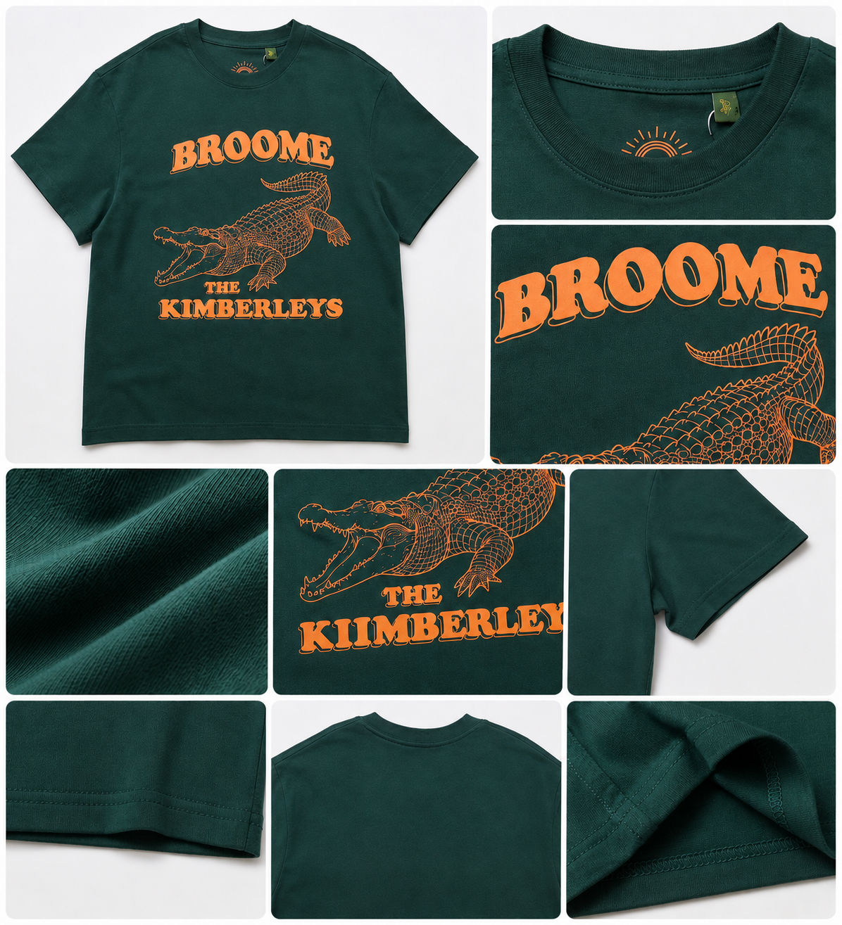 Broome Kimberley Crocodile Graphic T-Shirt – Forest Green