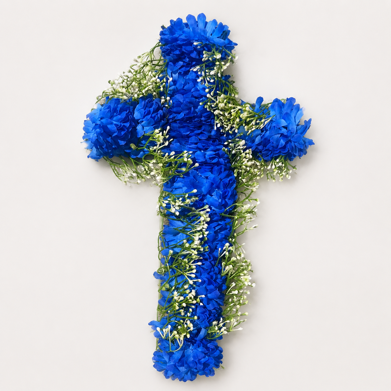 Large Blue Artificial Floral Cross