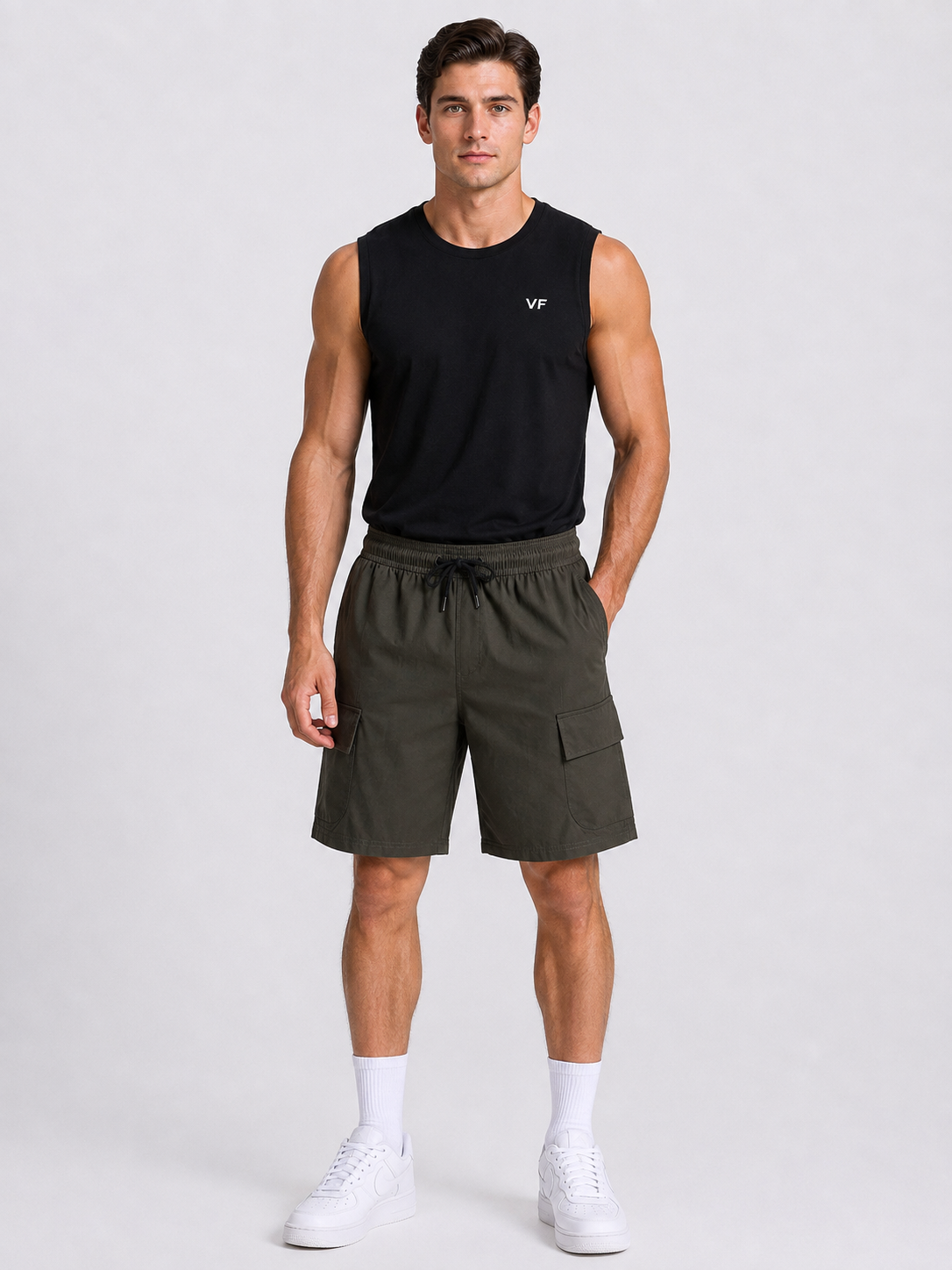 Men’s Utility Cargo Shorts – Olive Green