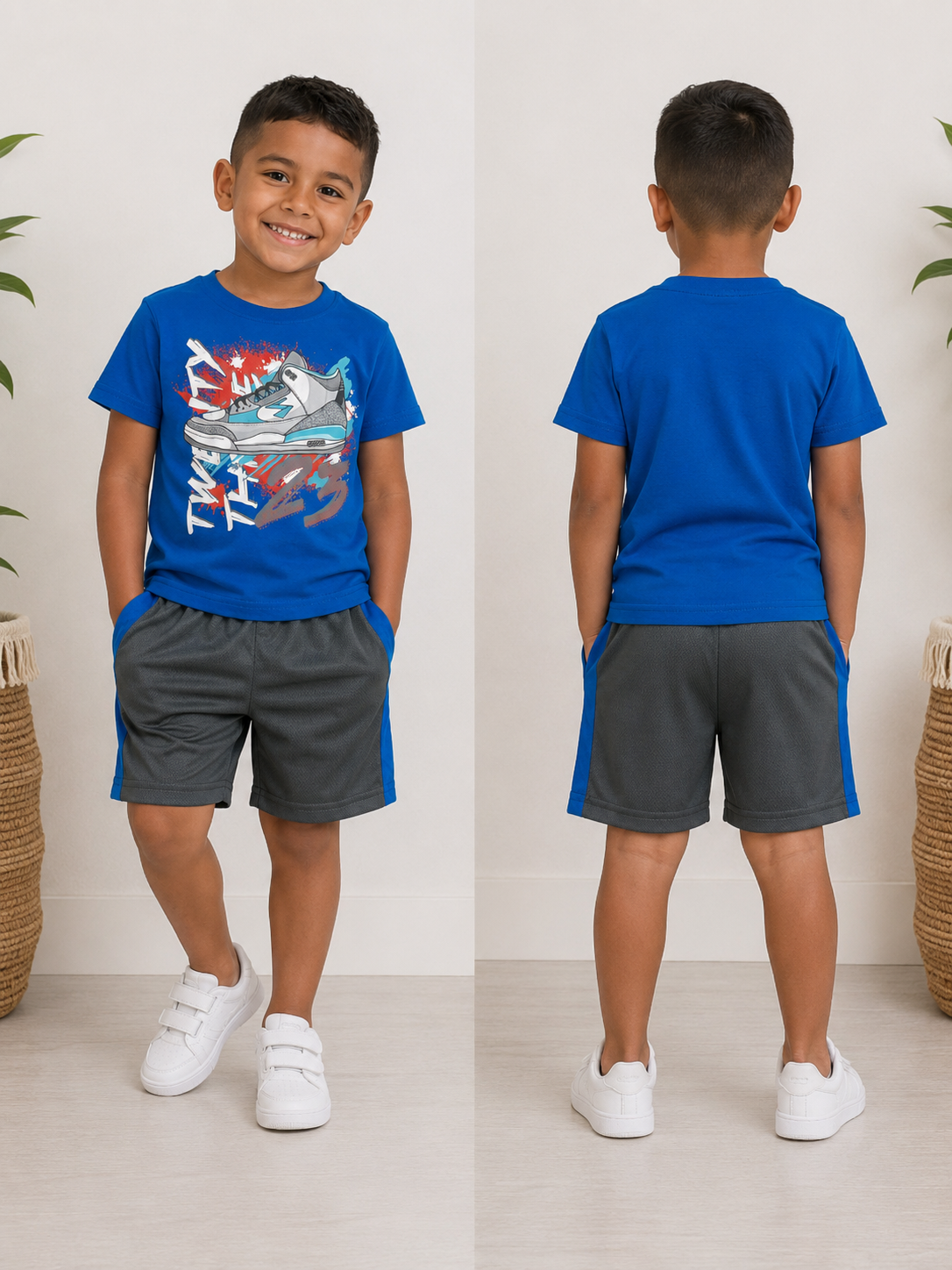 Toddler Boys HUSTLE Bear Graphic Outfit Set