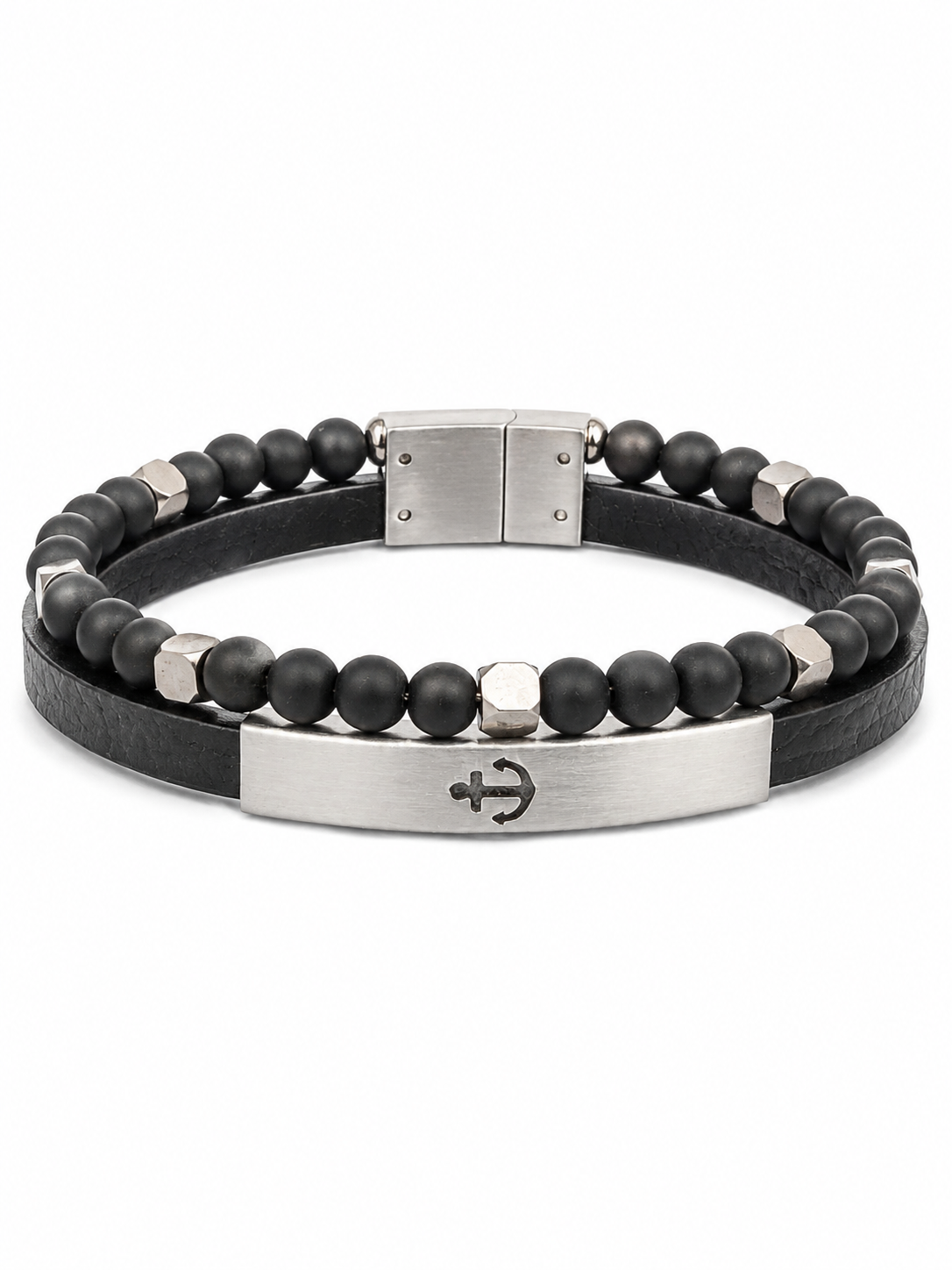 Anchor Leather & Beaded Fashion Bracelet