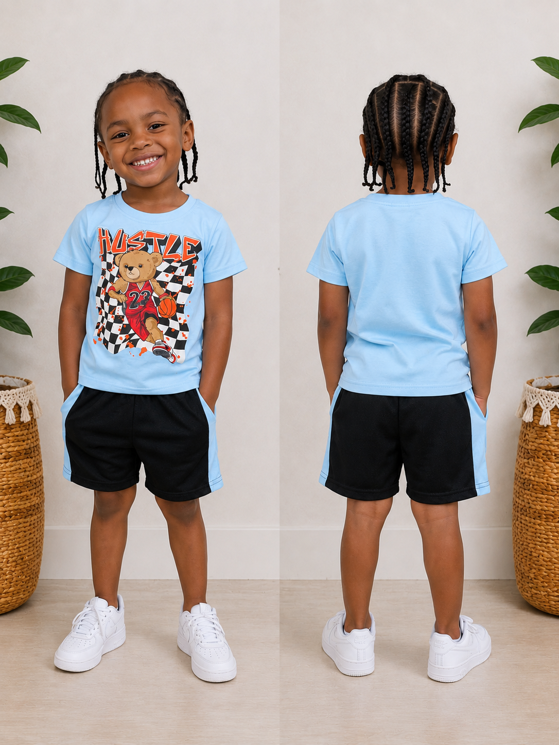 Toddler Boys Hustle Basketball Bear Matching Set