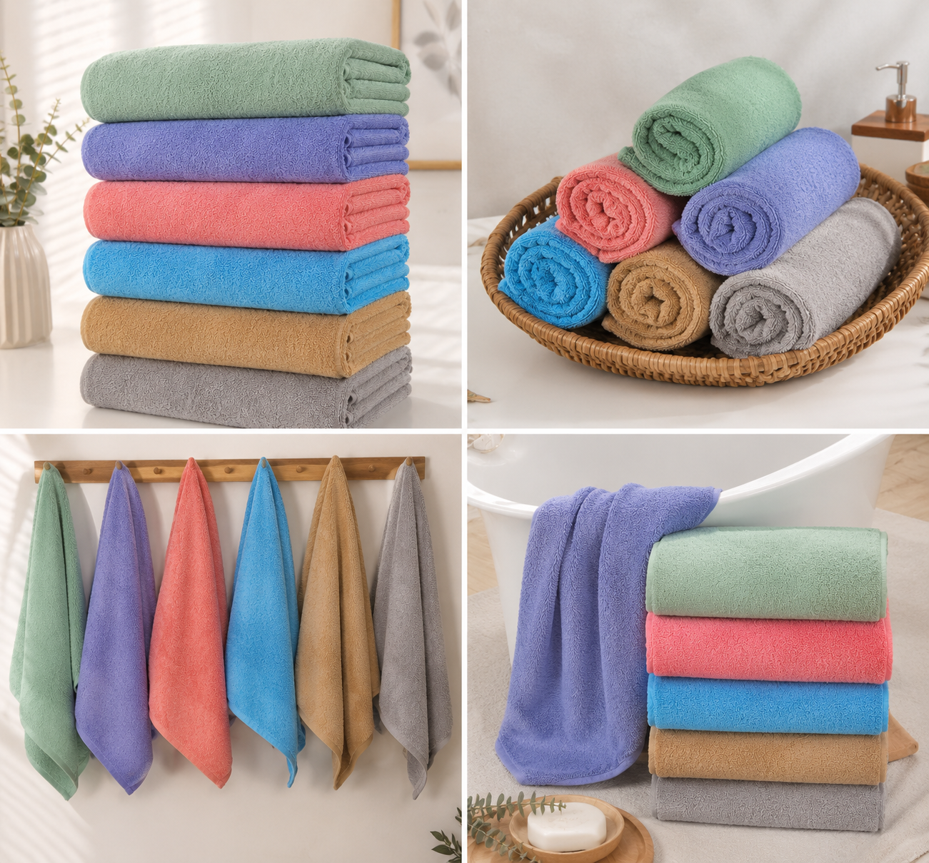 Polyester Bath Towel – Assorted Colours 90 × 180 cm