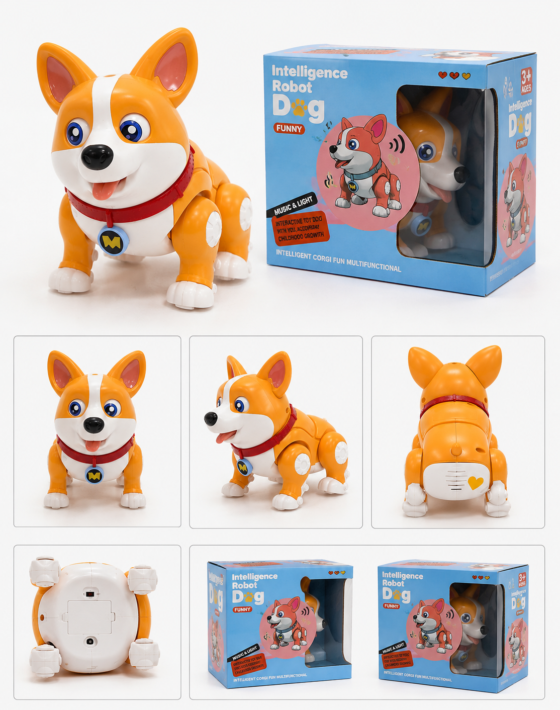 Interactive Electric Corgi Toy Dog | Music & Lights | Battery-Operated | Ages 3+