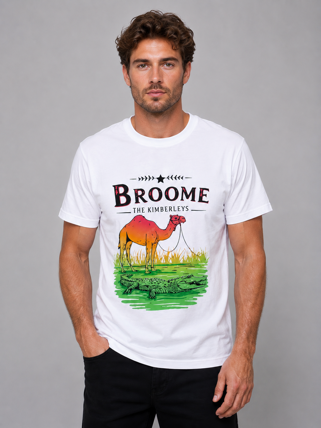 Broome Camel & Crocodile Graphic T-Shirt