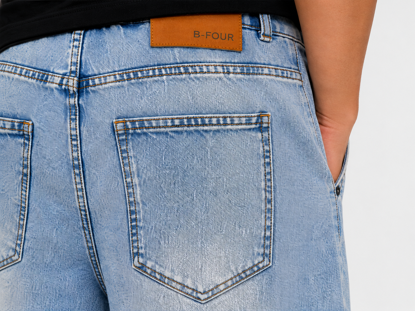 Light Wash Denim Drawstring Shorts