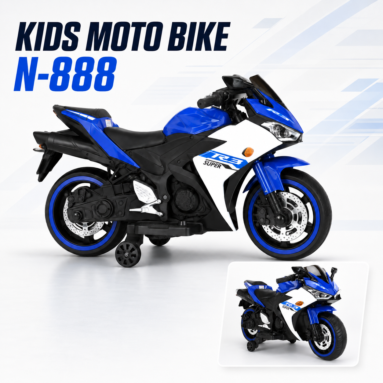 Kids Electric Ride-On Moto Bike N-888 – Blue