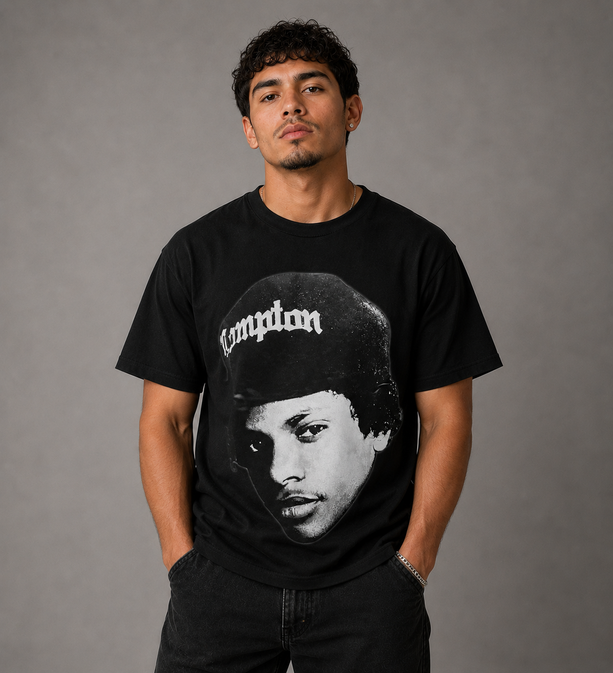 Men's Eazy-E Compton Graphic T-Shirt | Men's Streetwear Tee - Black