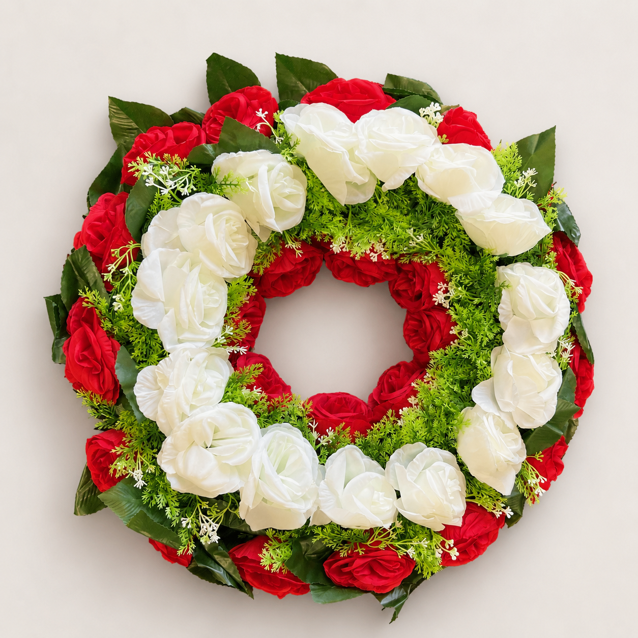 Large Artificial Flower Ring – Red & White