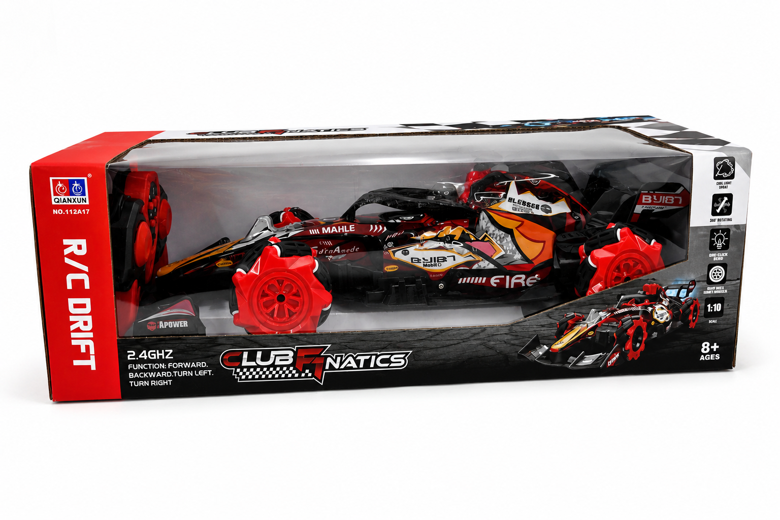 F1 Equation Stunt Spray RC Car | 360° Drift Racing Car with LED Lights
