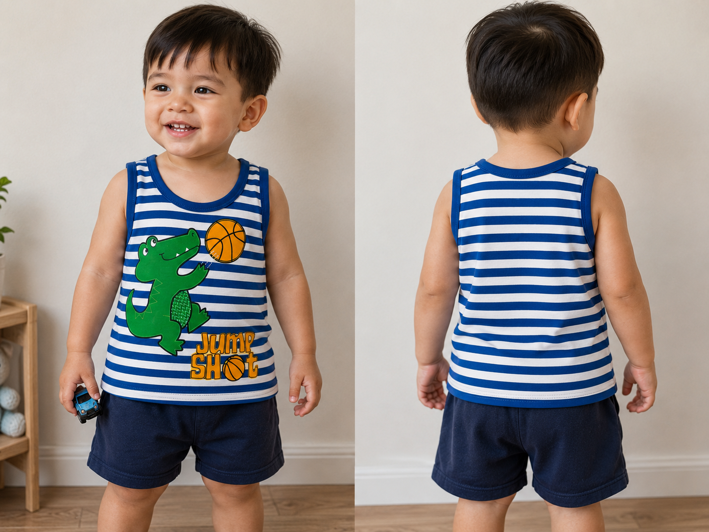 Toddler Boys Printed Cotton Singlet Collection | 12–24 Months