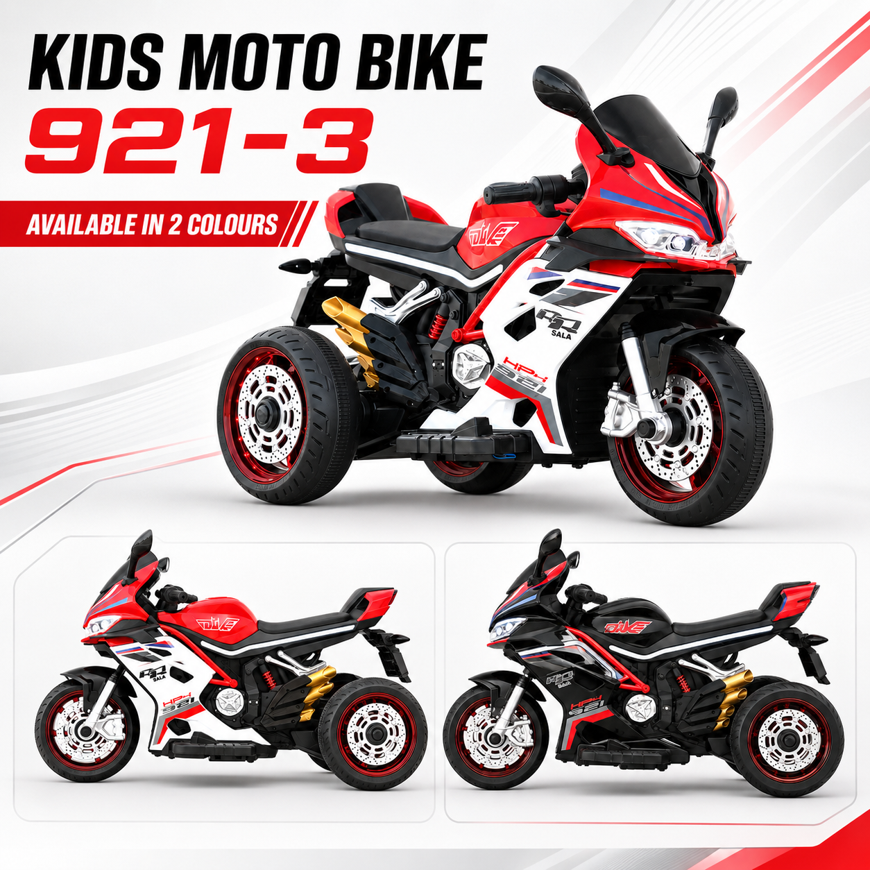 Kids Electric Ride-On Moto Bike 921-3 – 3-Wheel Motorcycle