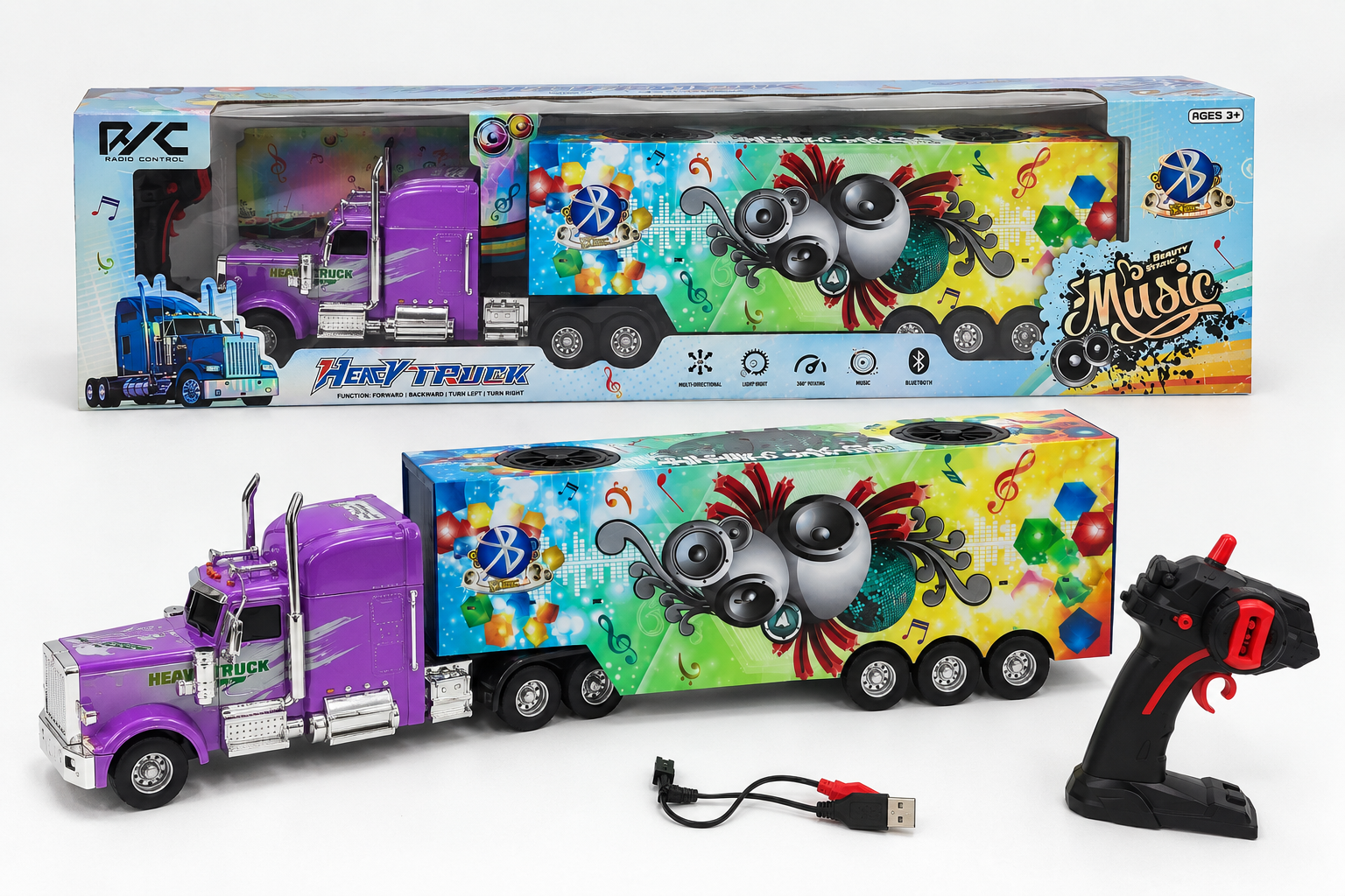 Remote Control Bluetooth Music Truck WH8769 with LED Lights | 2.4GHz RC Trailer (3+)