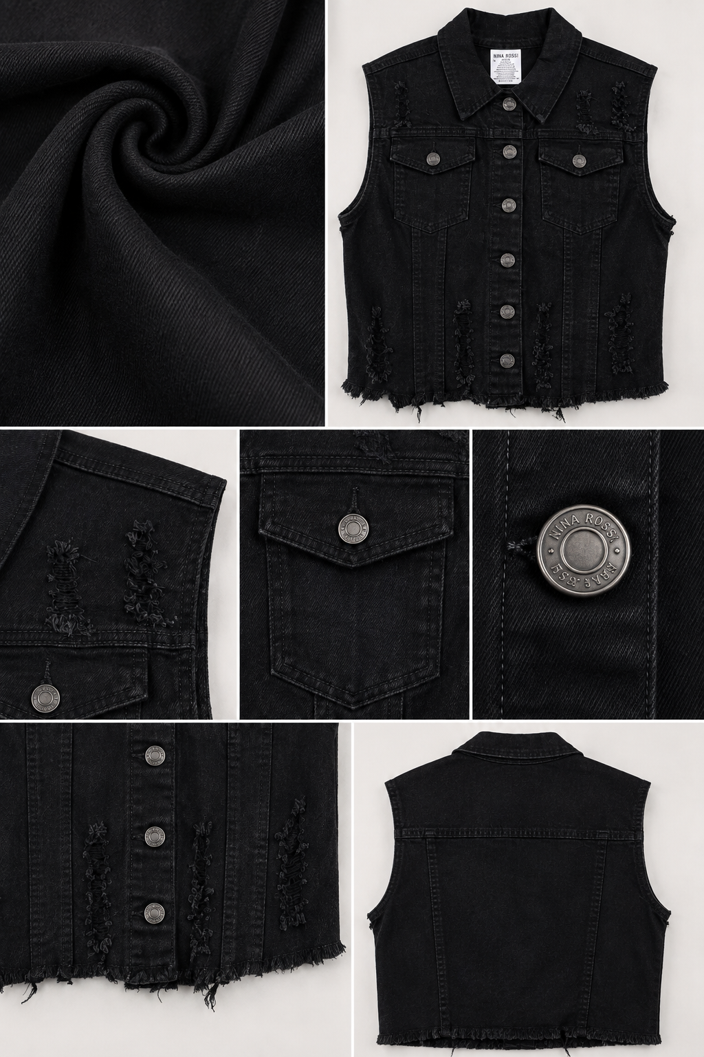 Women's Distressed Denim Vest