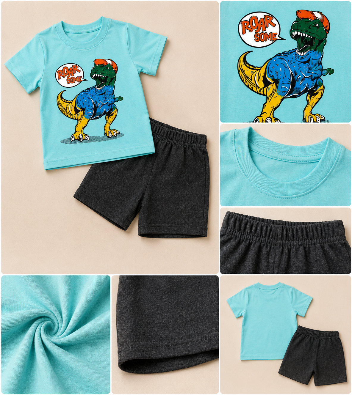 Boys Dinosaur Print Short Set