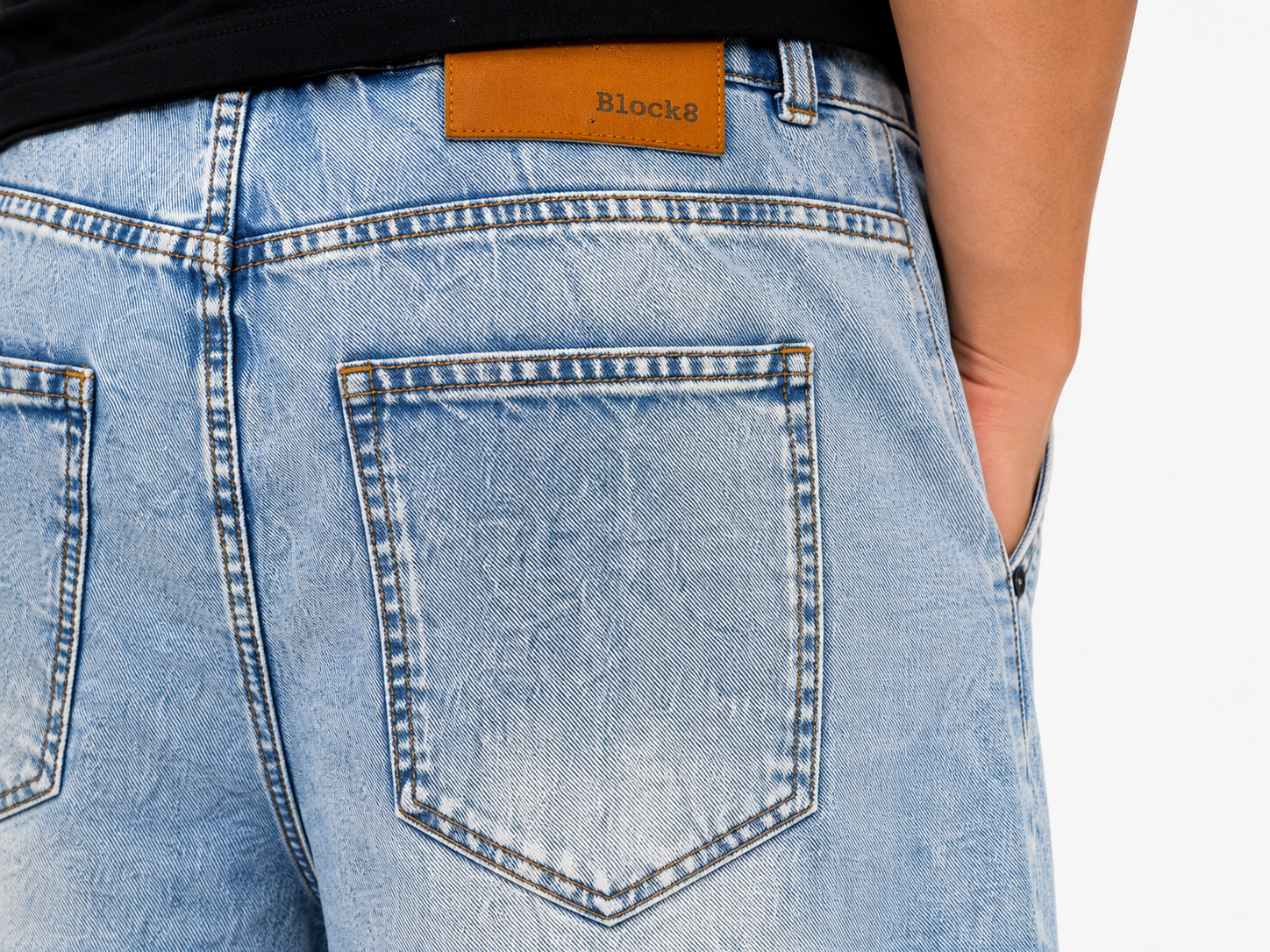Light Wash Denim Drawstring Shorts