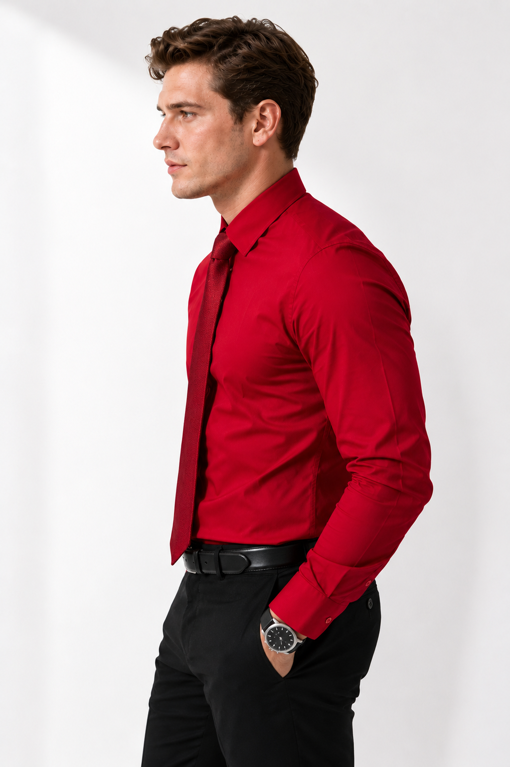 Men's Long Sleeve Shirt with Tie