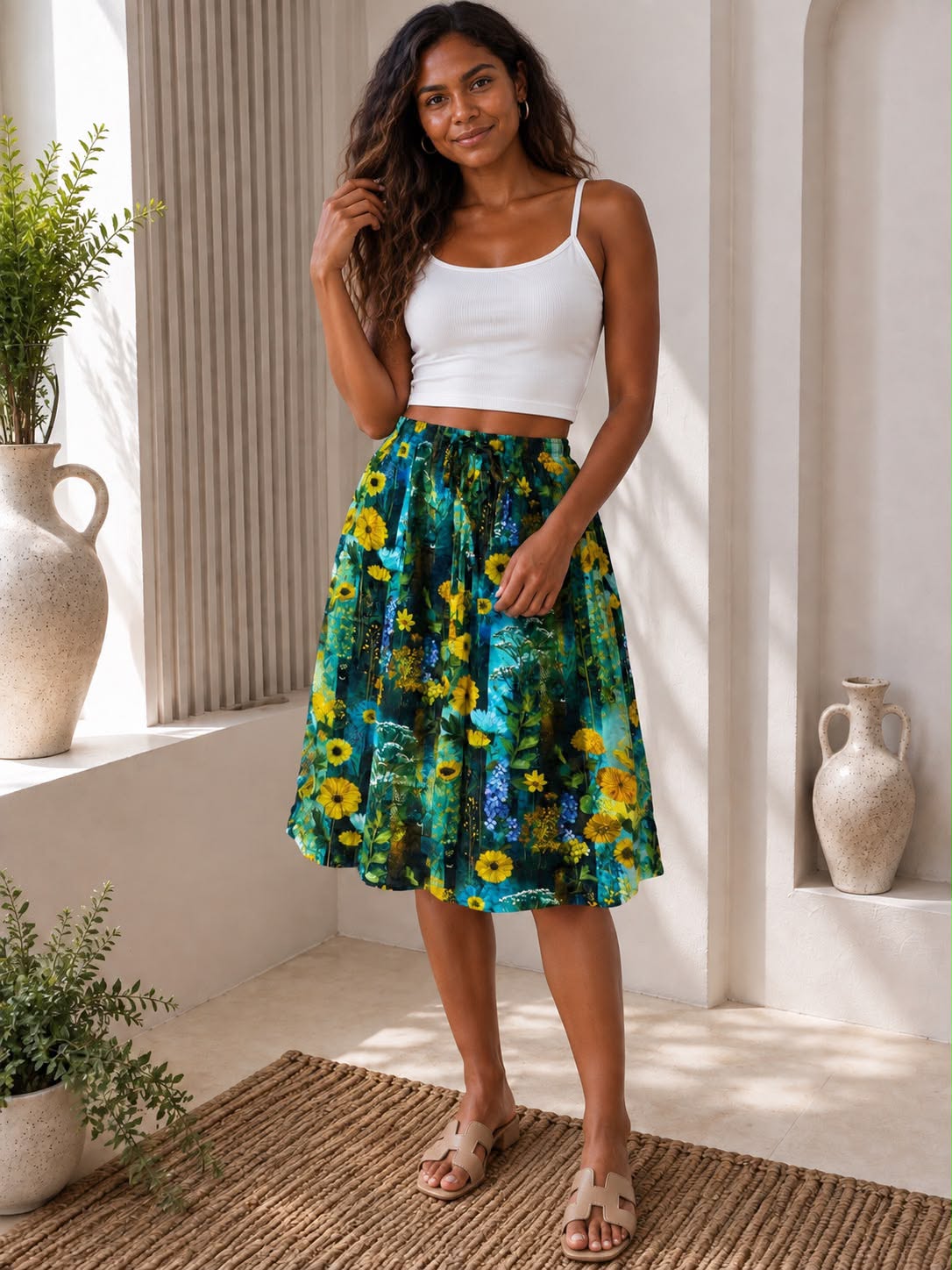 Ladies Bali Print Drawstring Short Skirt – Free Size