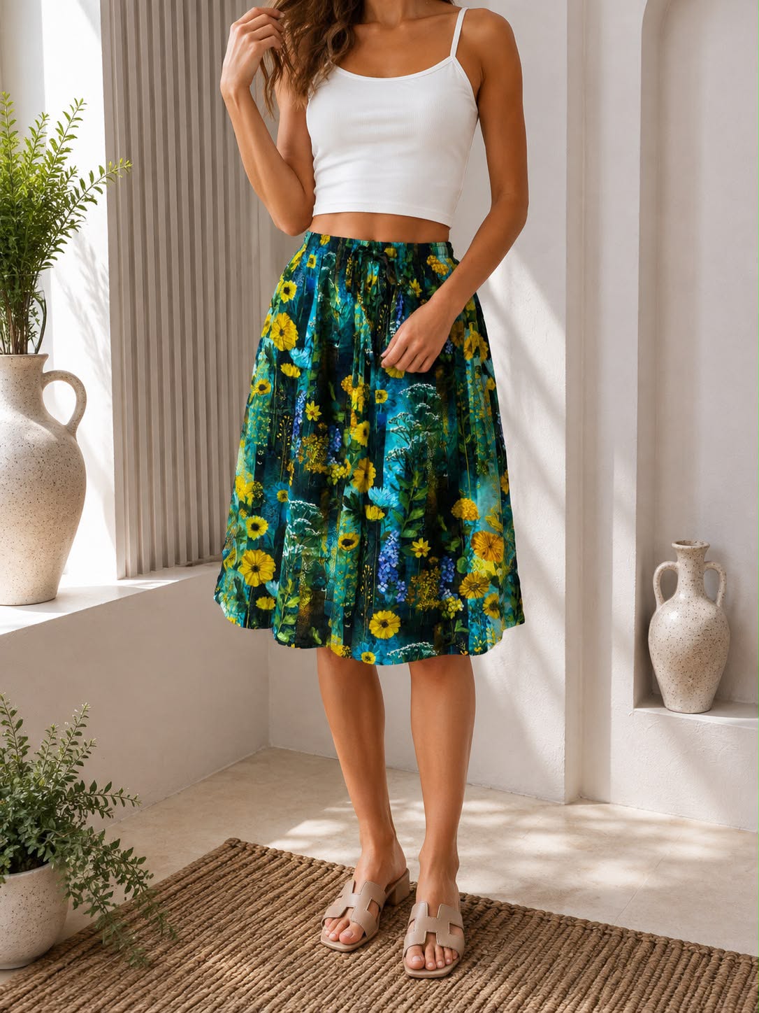 Ladies Bali Print Drawstring Short Skirt – Free Size