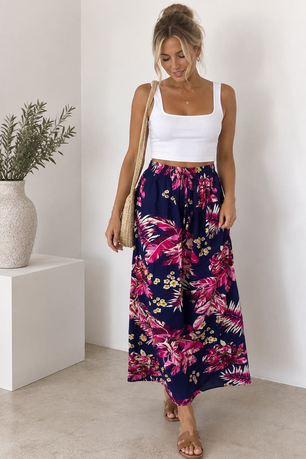 Ladies Bali Print Drawstring Long Skirt – Free Size