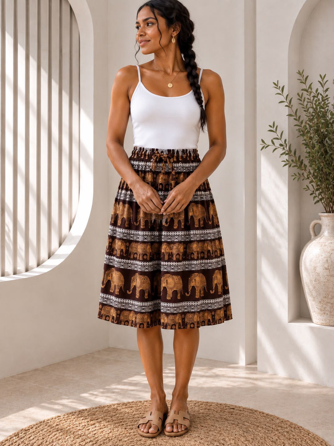 Ladies Bali Print Drawstring Short Skirt – Free Size