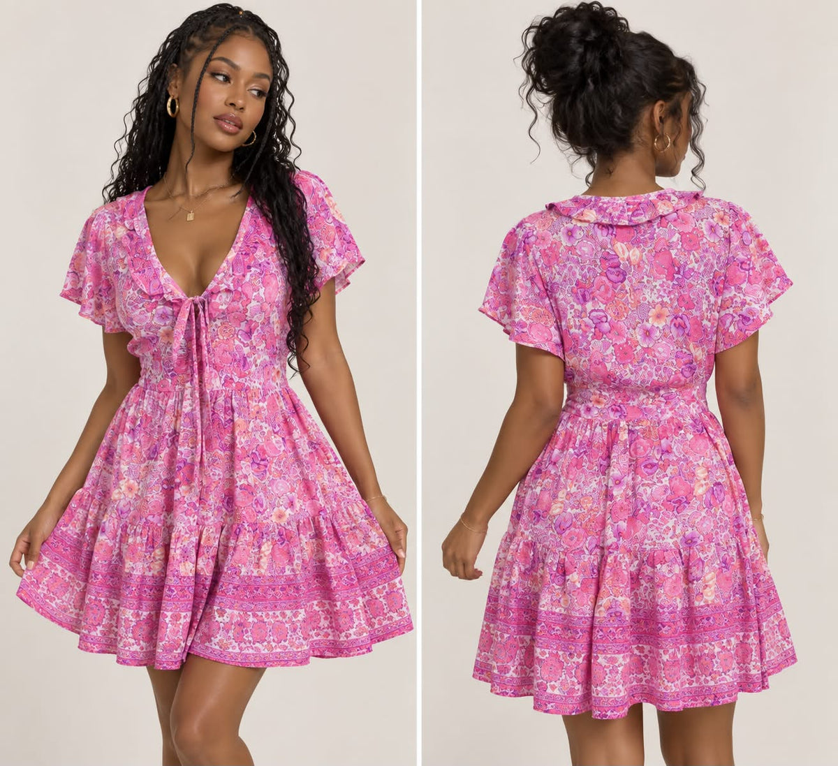 Boho Bloom Mini Dress