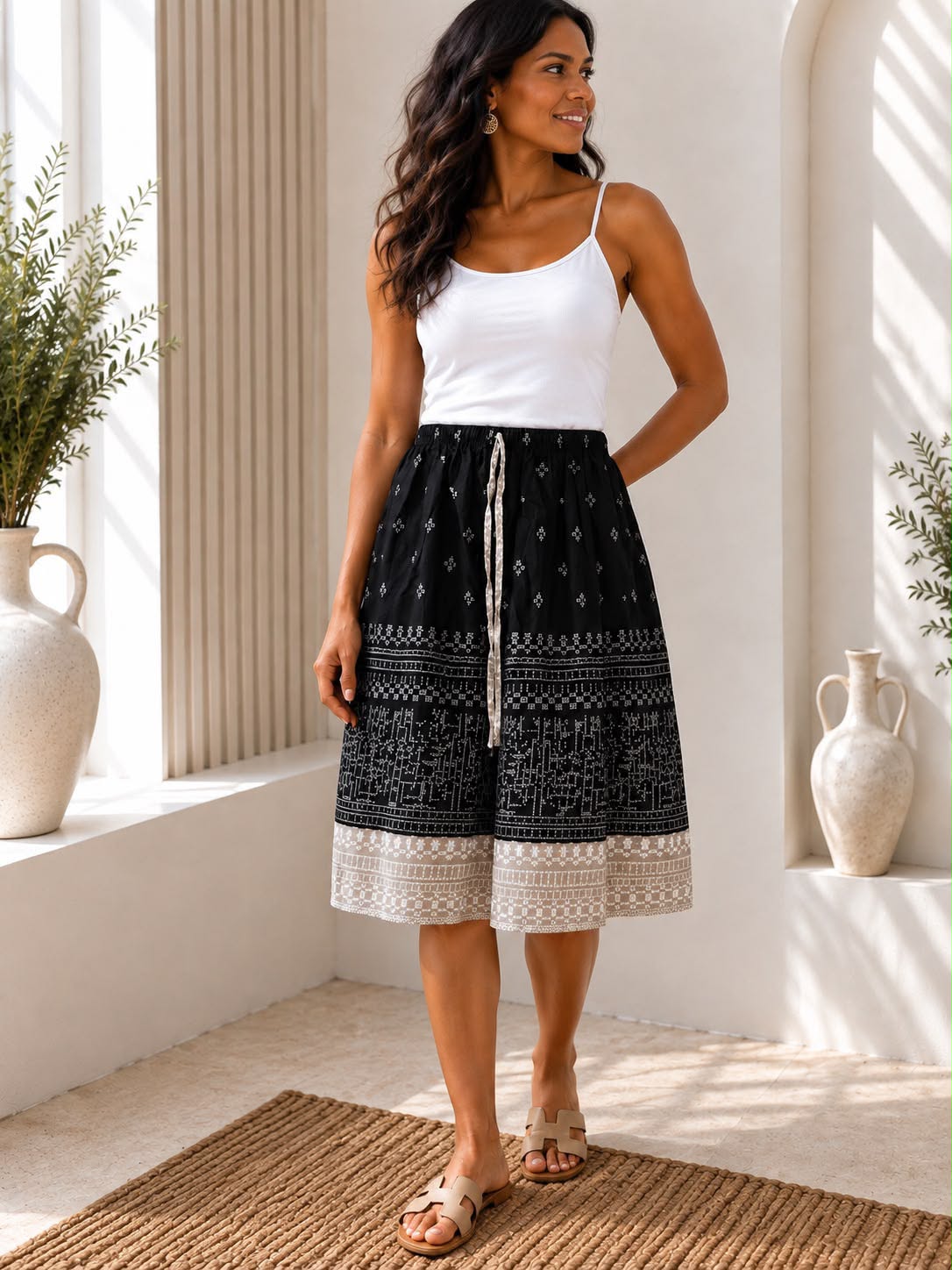 Ladies Bali Print Drawstring Short Skirt – Free Size