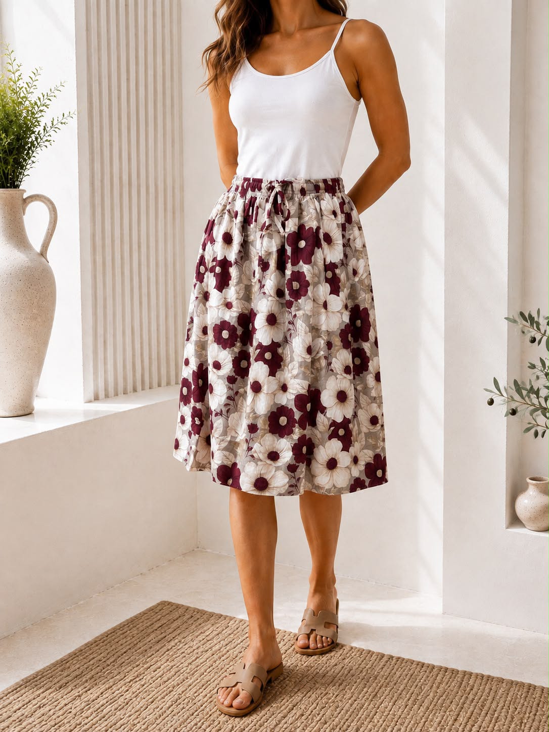 Ladies Bali Print Drawstring Short Skirt – Free Size
