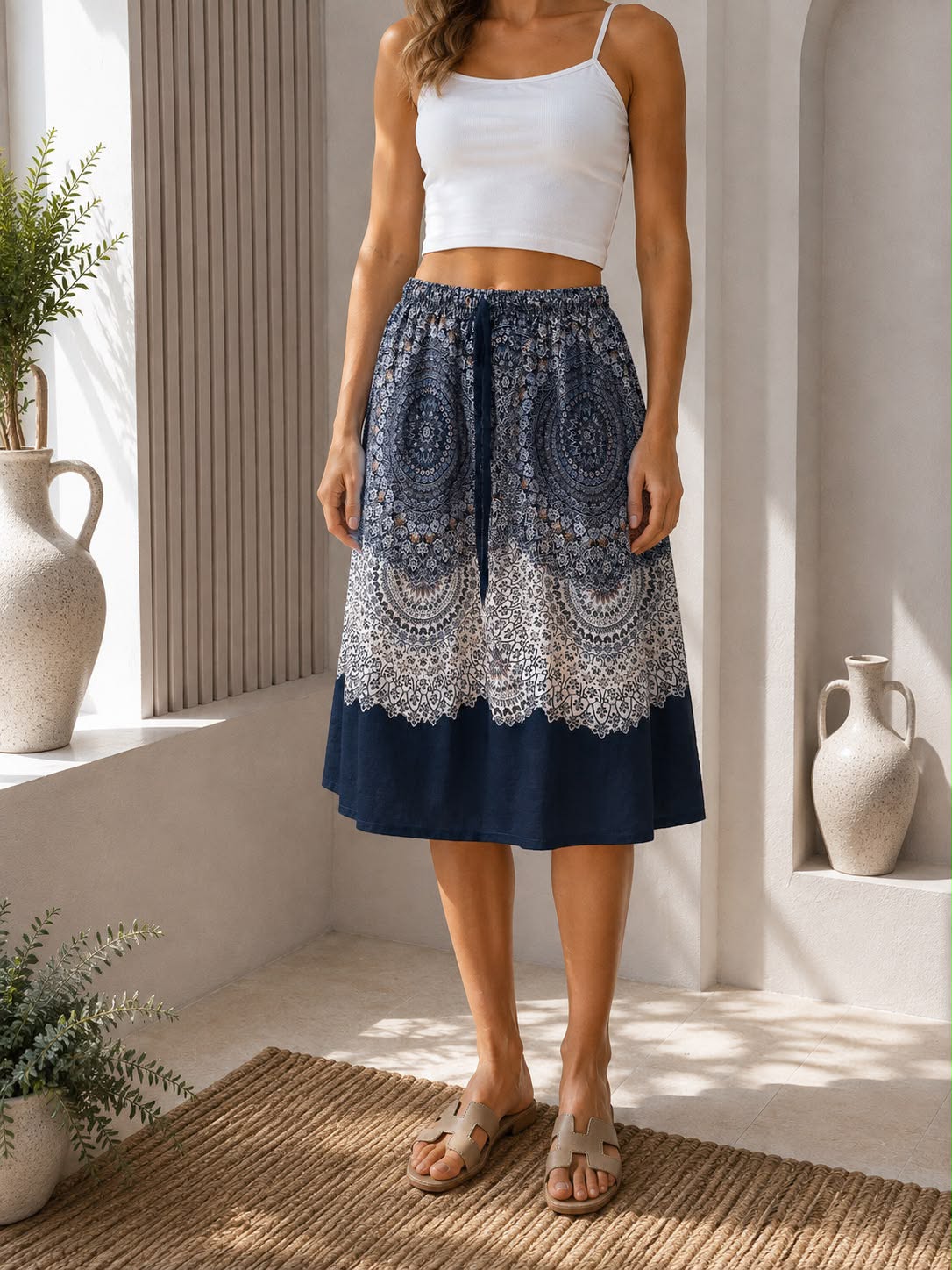 Ladies Bali Print Drawstring Short Skirt – Free Size