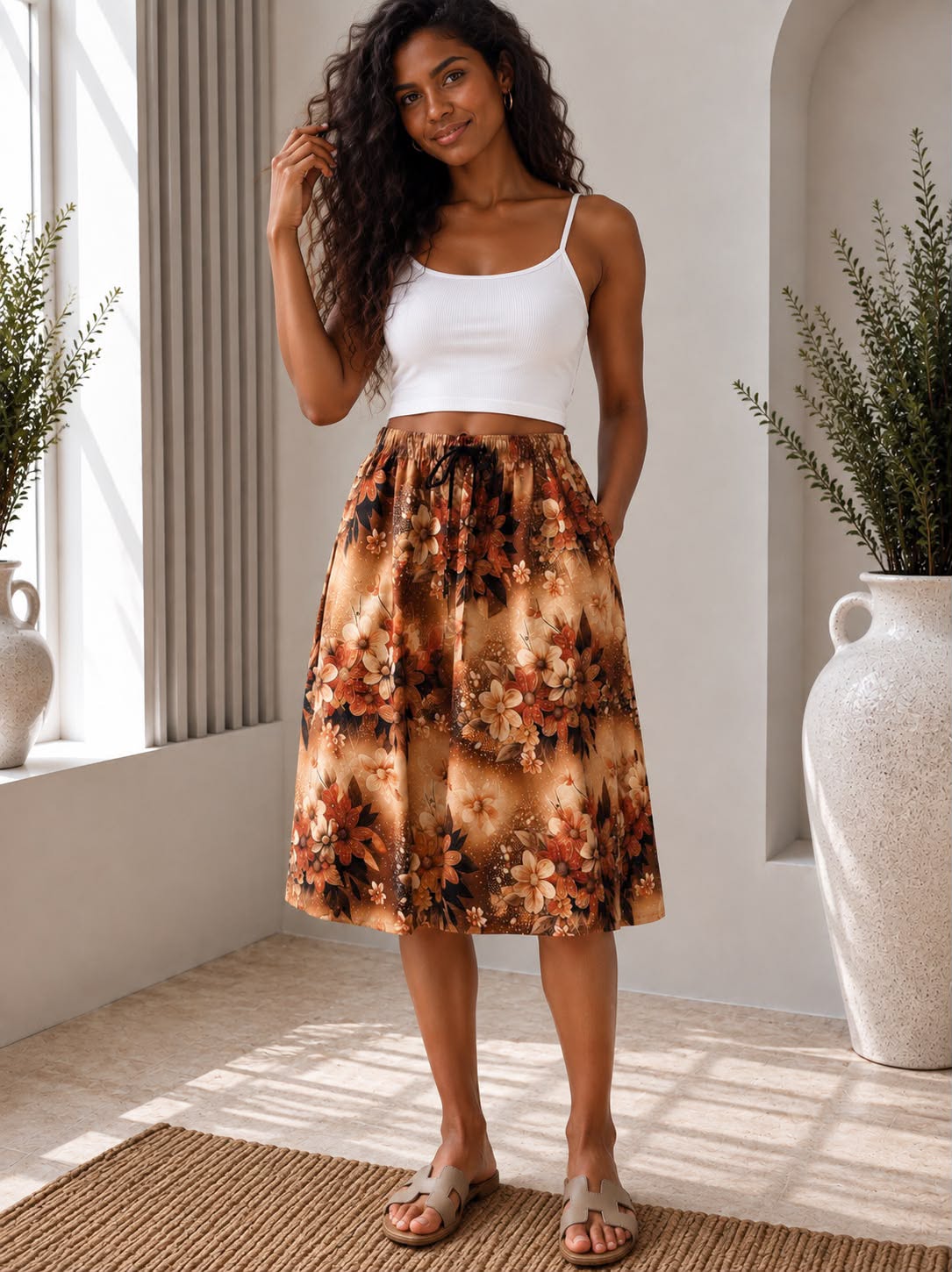 Ladies Bali Print Drawstring Short Skirt – Free Size