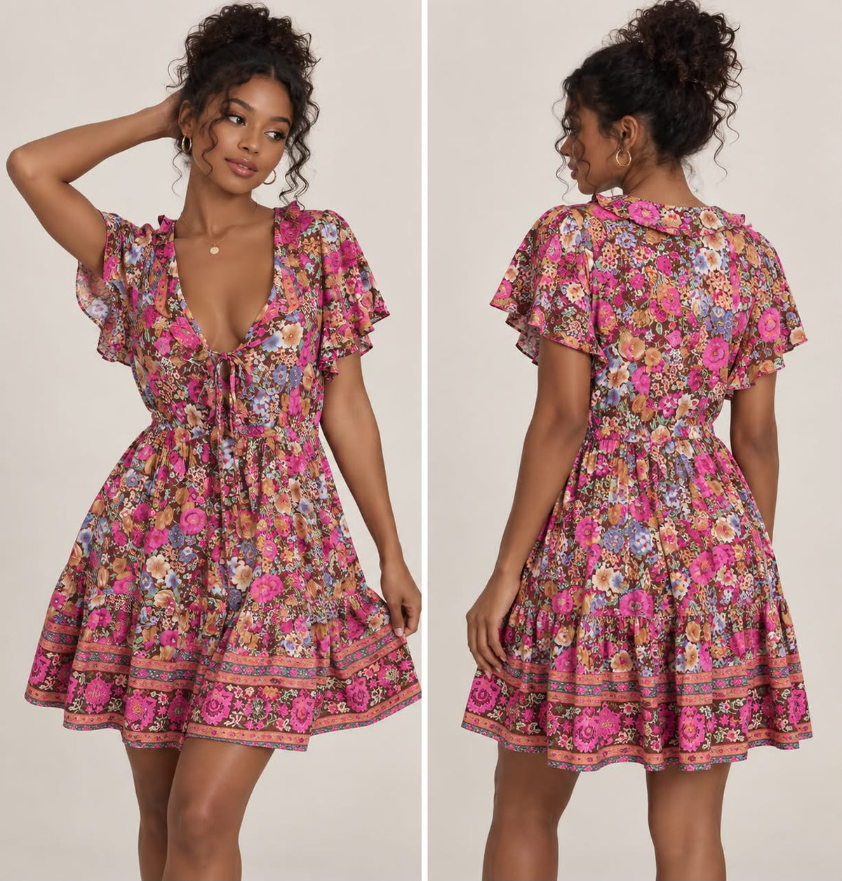 Boho Bloom Mini Dress